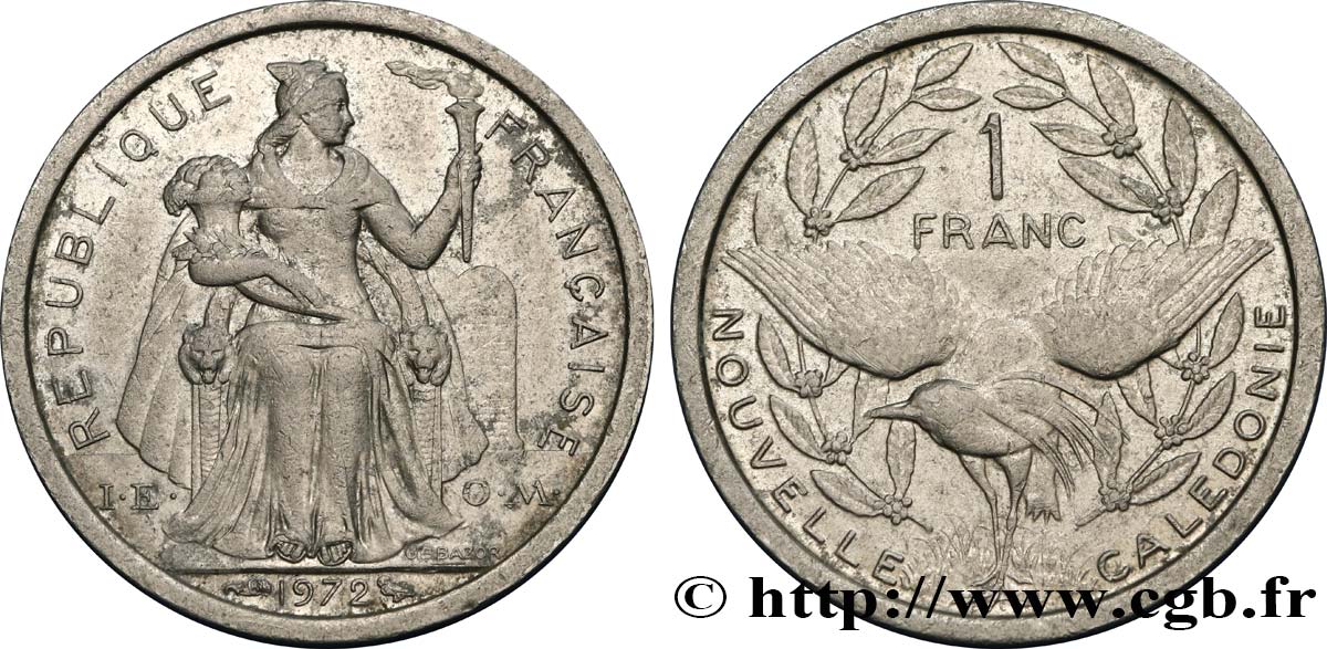 NOUVELLE CALÉDONIE 1 Franc IEOM 1972 Paris SUP 