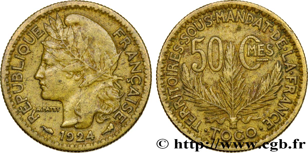 TOGO - MANDATO FRANCESE 50 Centimes 1924 Paris BB 