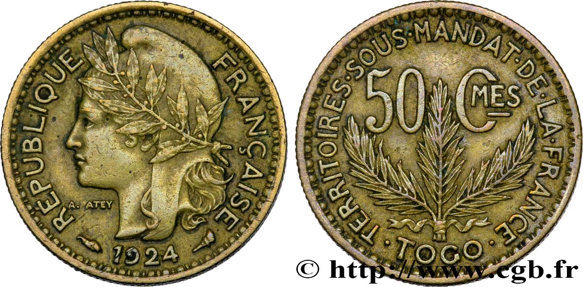 TOGO - MANDATO FRANCESE 50 Centimes 1924 Paris SPL 