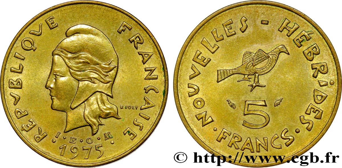 NUOVO EBRIDI (VANUATU dopo1980) 5 Francs  1975 Paris SPL 
