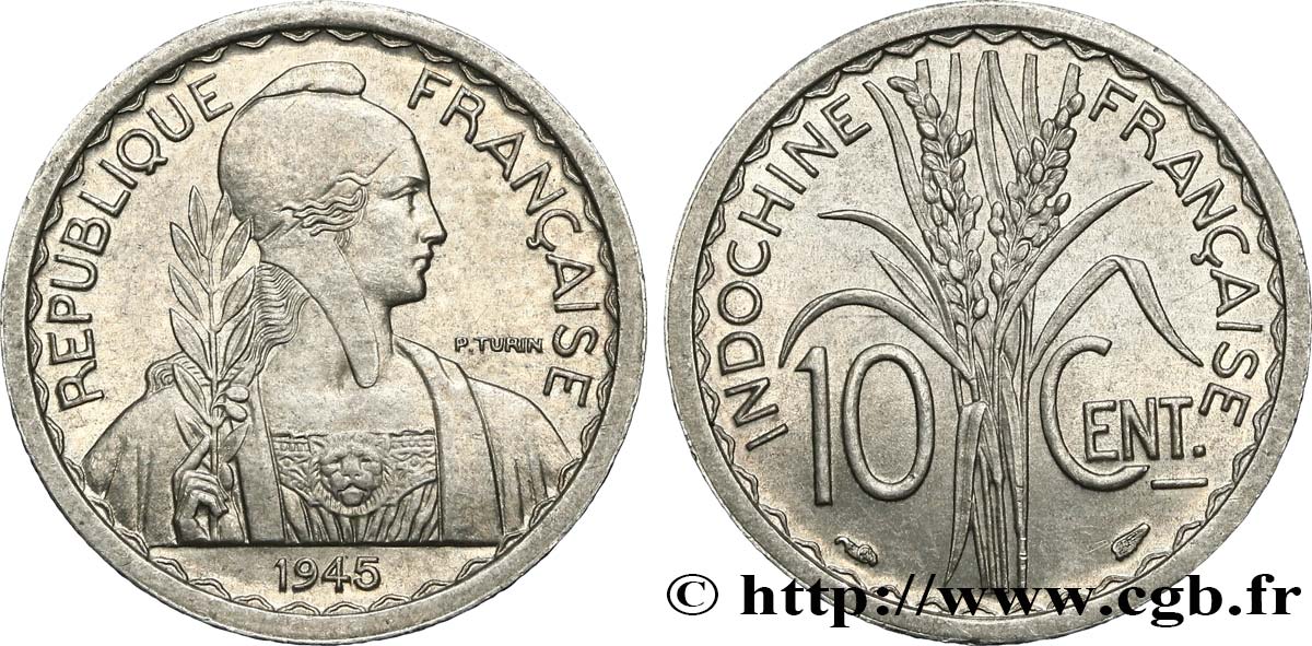 INDOCHINA 10 Centièmes 1945 Paris EBC 