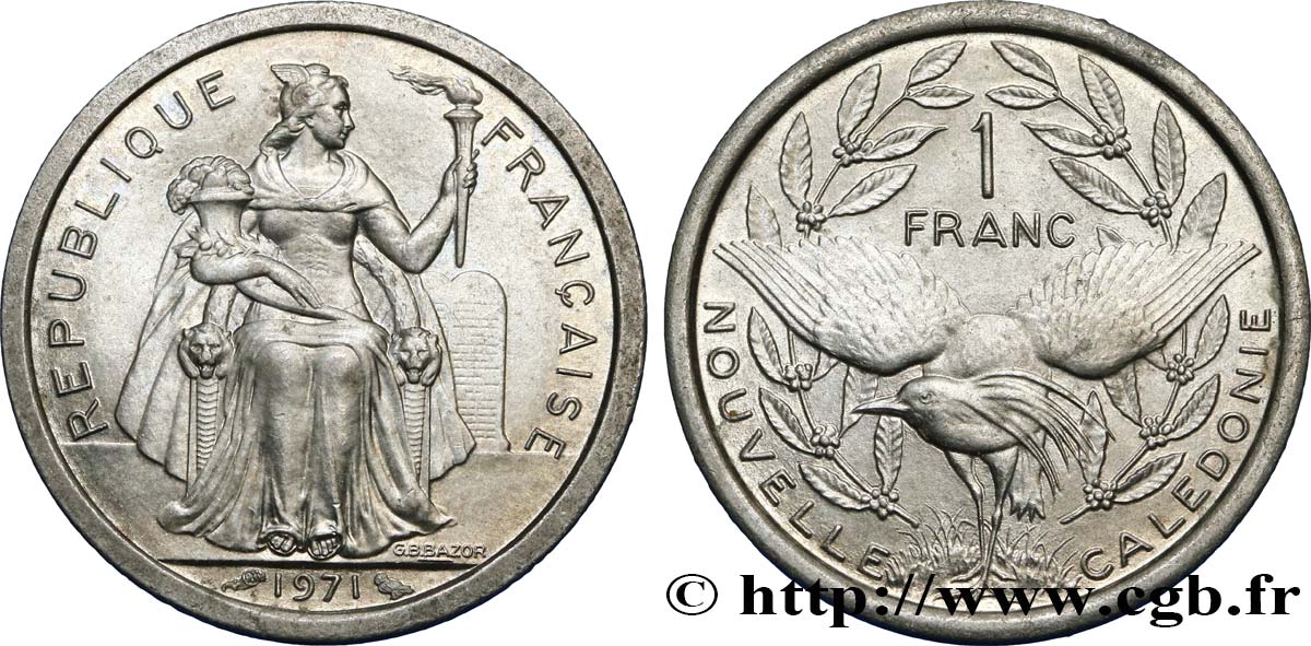NOUVELLE CALÉDONIE 1 Franc 1971 Paris SPL 