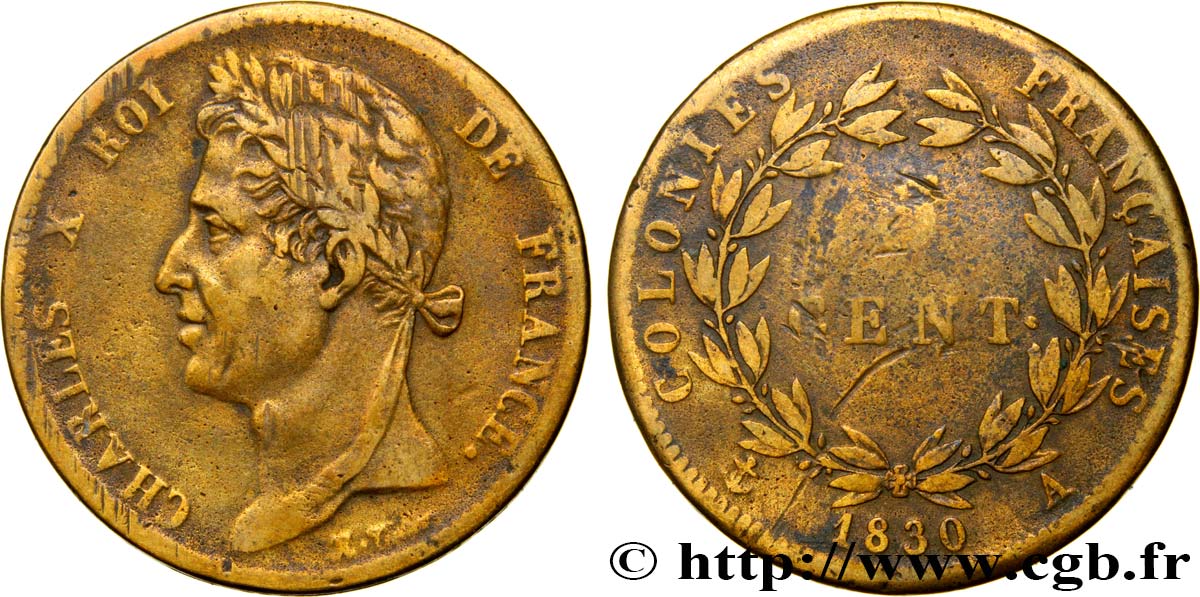 FRANZÖSISCHE KOLONIEN - Charles X, für Guayana 5 Centimes Charles X 1830 Paris - A fSS 