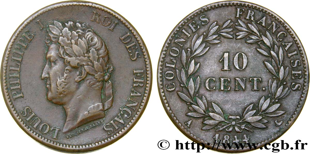 FRANZÖSISCHE KOLONIEN - Louis-Philippe, für Marquesas-Inseln  10 Centimes 1844 Paris SS 