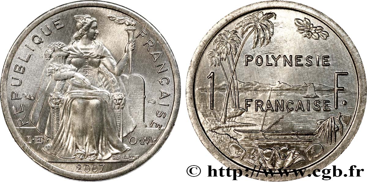 POLINESIA FRANCESE 1 Franc I.E.O.M. frappe médaille 2007 Paris FDC 