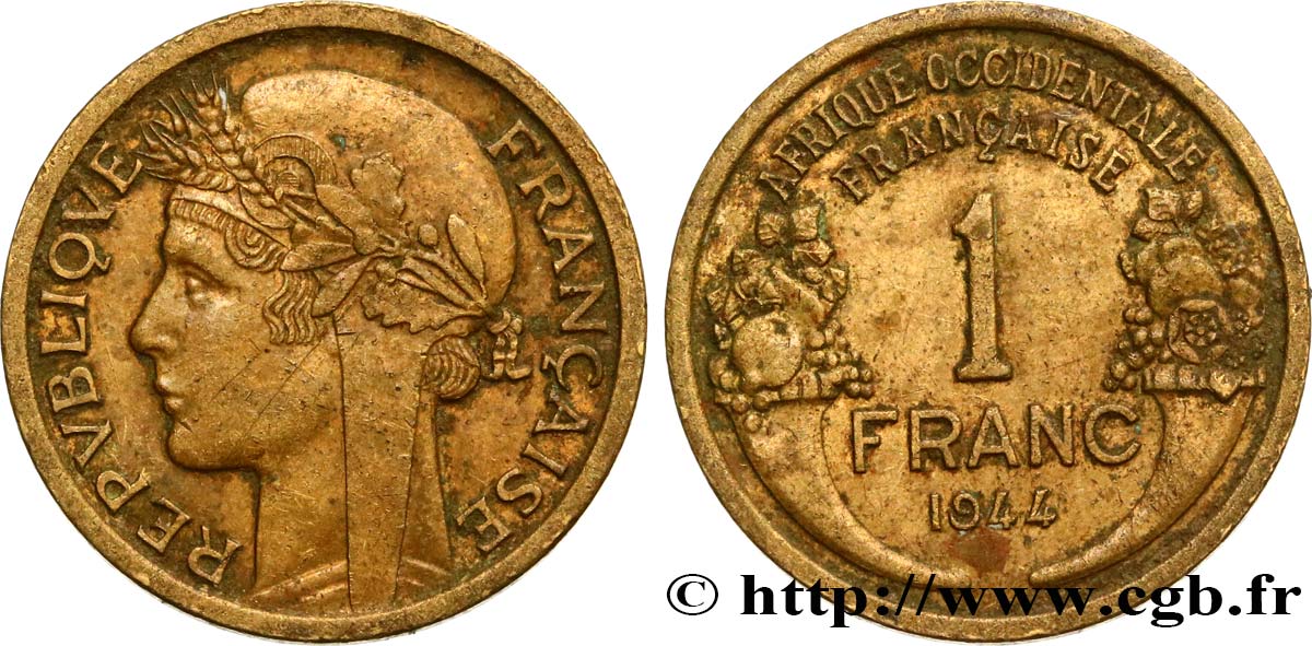 AFRICA OCCIDENTALE FRANCESA  1 Franc Morlon 1944 Londres BB 