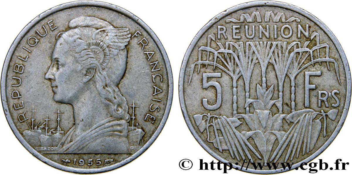 ISOLA RIUNIONE 5 Francs 1955 Paris BB 