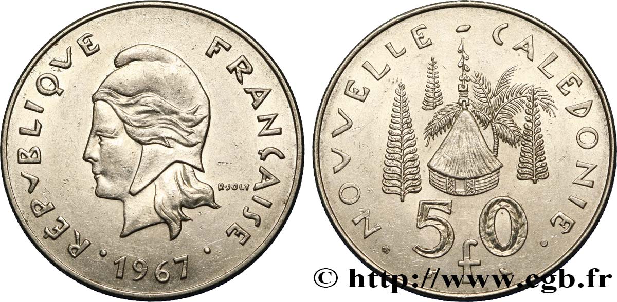 NEUKALEDONIEN 50 Francs, frappe courante 1967 Paris VZ 