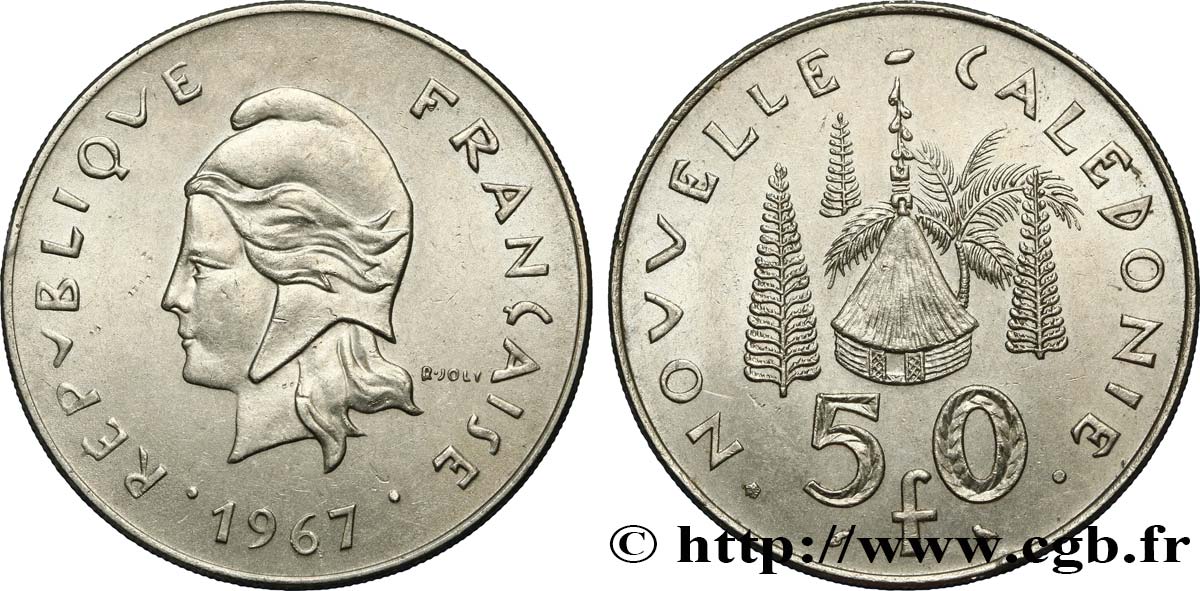 NUEVA CALEDONIA 50 Francs, frappe courante 1967 Paris EBC 