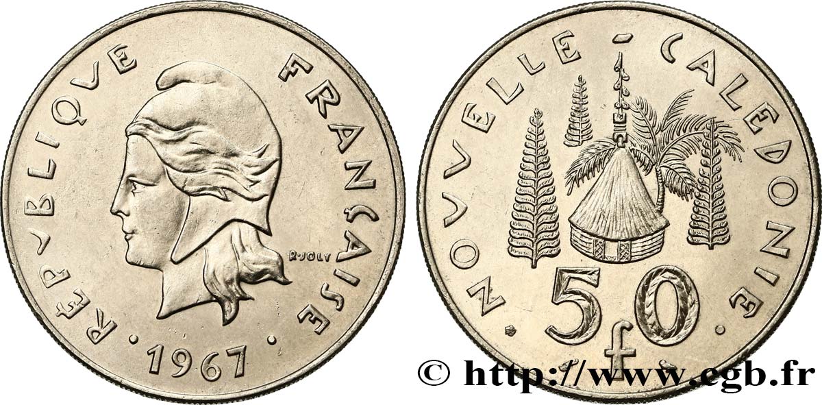 NEUKALEDONIEN 50 Francs, frappe courante 1967 Paris VZ 