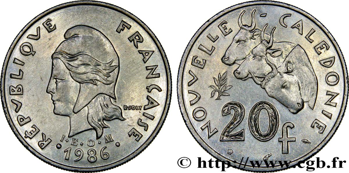 NUEVA CALEDONIA 20 Francs I.E.O.M. 1986 Paris EBC 