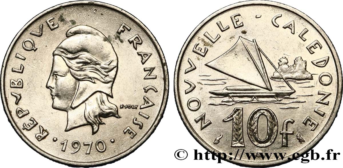NOUVELLE CALÉDONIE 10 Francs 1970 Paris SUP 