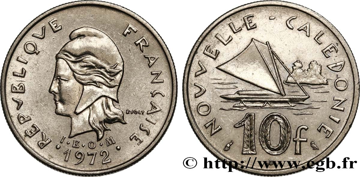 NEUKALEDONIEN 10 Francs 1972 Paris VZ 