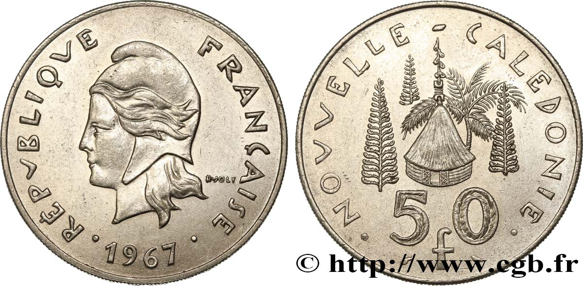 NUOVA CALEDONIA 50 Francs, frappe courante 1967 Paris SPL 