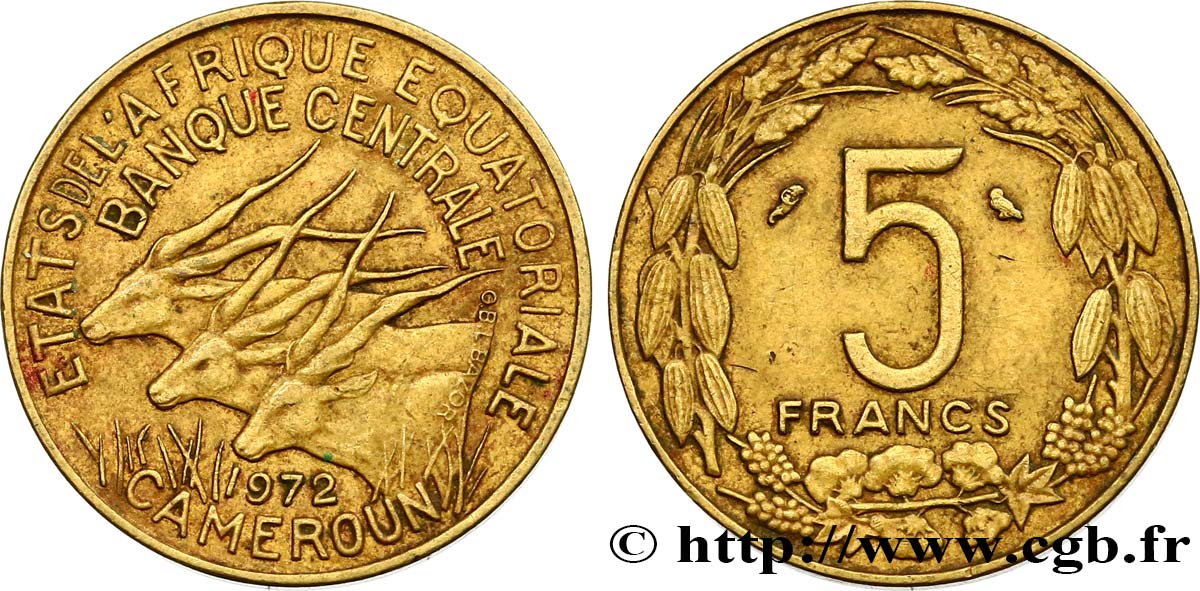 FRANZÖSISCHE EQUATORIAL AFRICA - KAMERUN 5 Francs 1958 Paris SS 