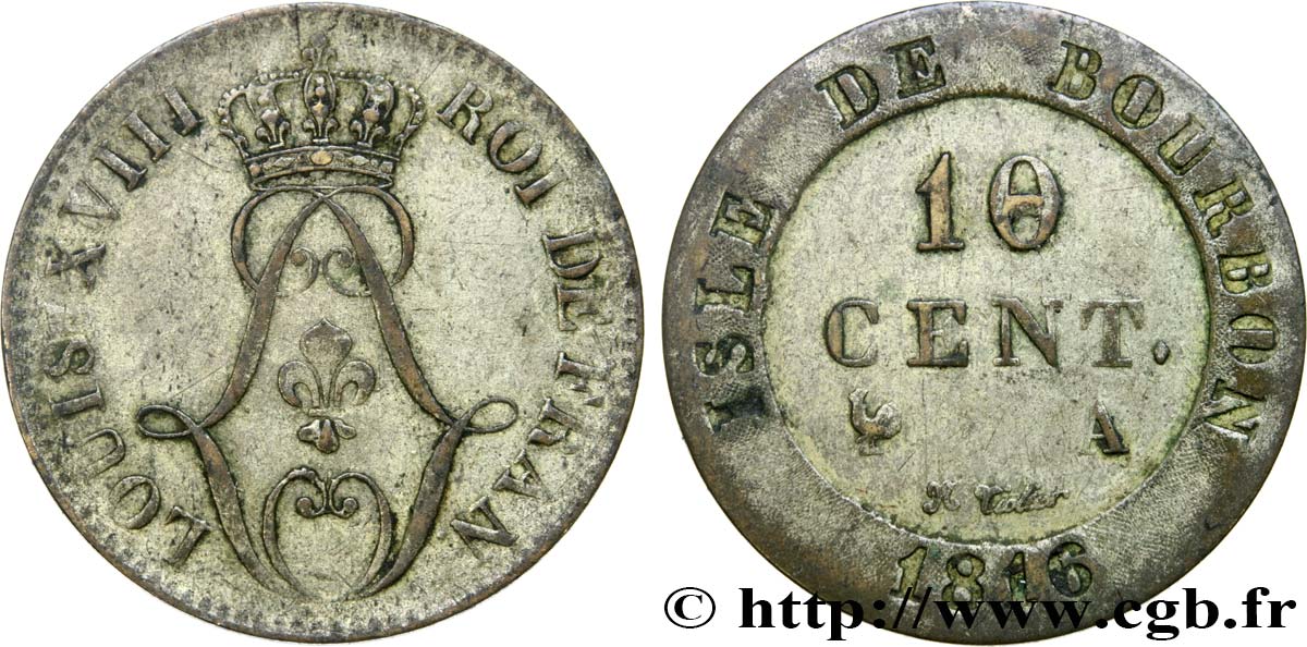 ISLA BORBóN (ISLA DE LA REUNIóN) 10 Cent. 1816  MBC+ 