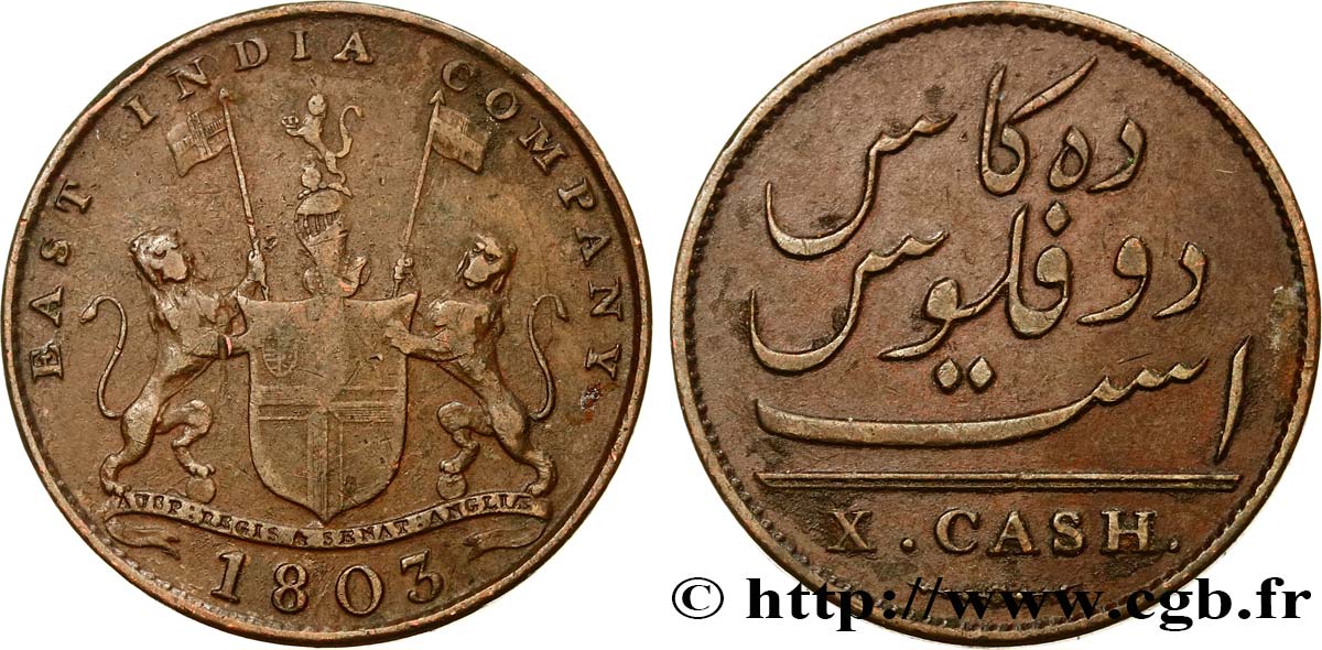 ISLA DE FRANCIA (MAURICIO) X (10) Cash East India Company 1803 Madras BC 