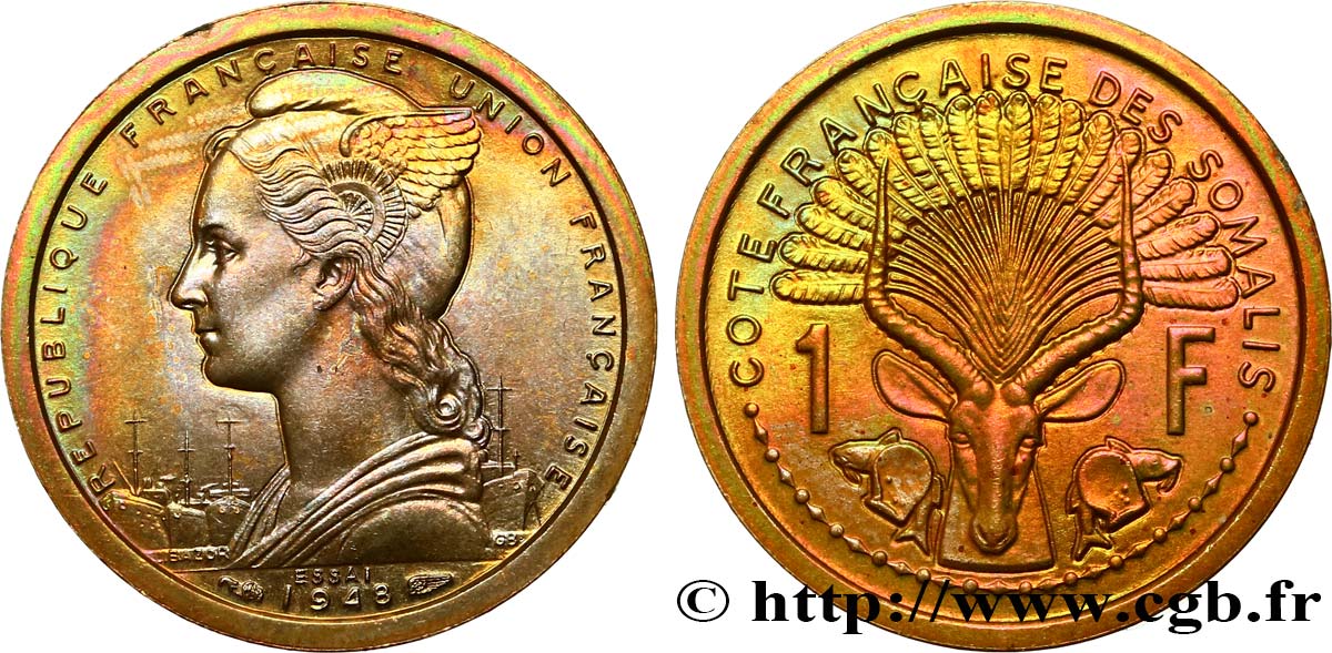 FRENCH SOMALILAND Essai de 1 Franc 1948 Paris MS 