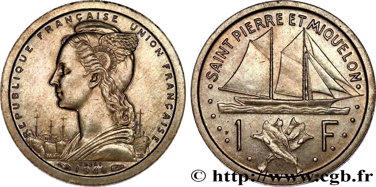 SAN PEDRO Y MIGUELóN 1 Franc ESSAI 1948 Paris SC 