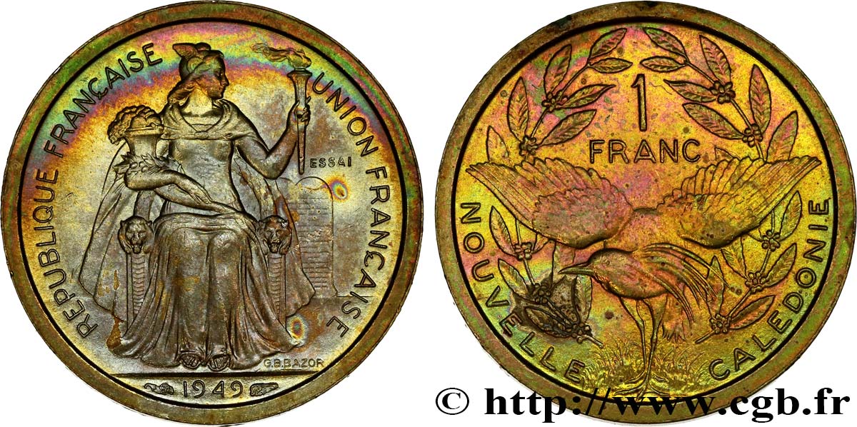 NOUVELLE CALÉDONIE Essai de 1 Franc 1949 Paris SPL 