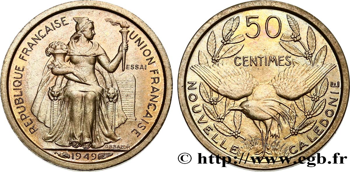 NEW CALEDONIA 50 Centimes ESSAI 1949 Paris MS 