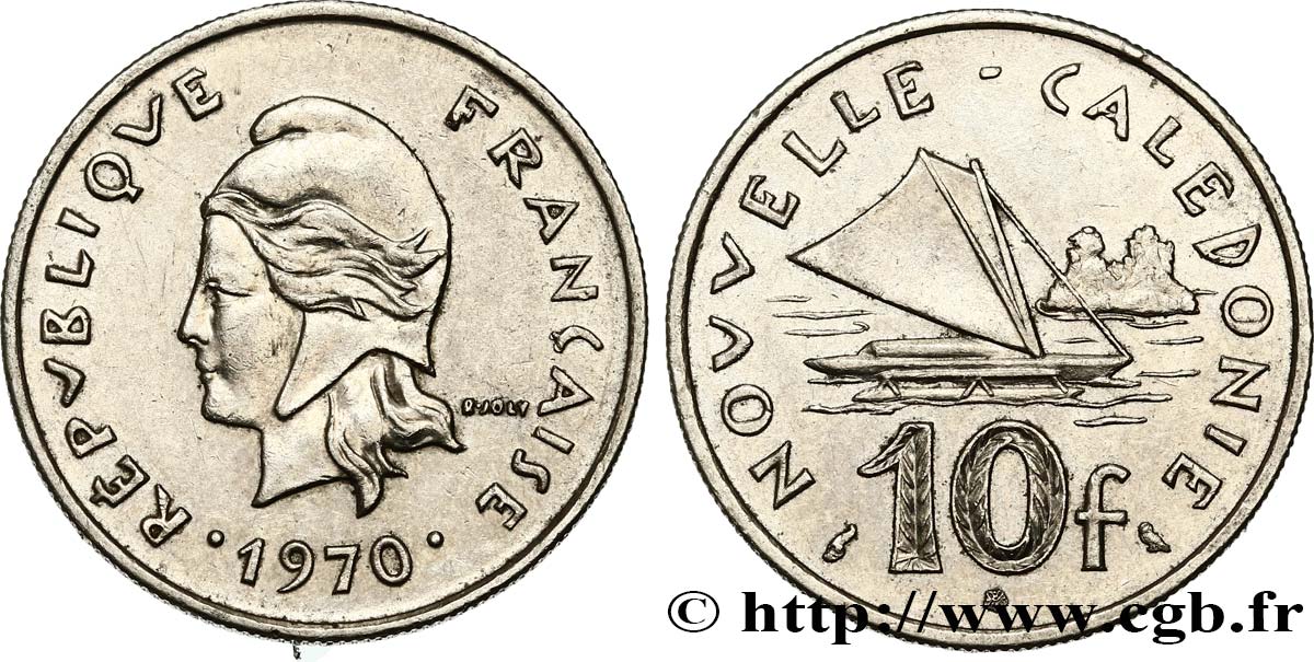 NEW CALEDONIA 10 Francs 1970 Paris AU 