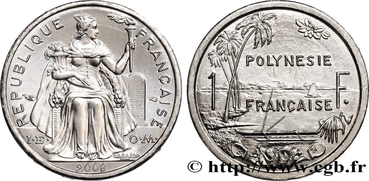 POLYNÉSIE FRANÇAISE 1 Franc I.E.O.M.  2008 Paris FDC 