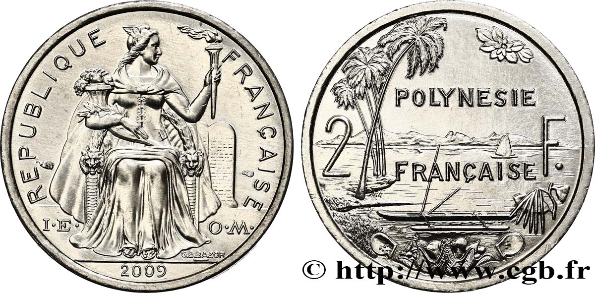 POLYNÉSIE FRANÇAISE 2 Francs 2009 Paris FDC 