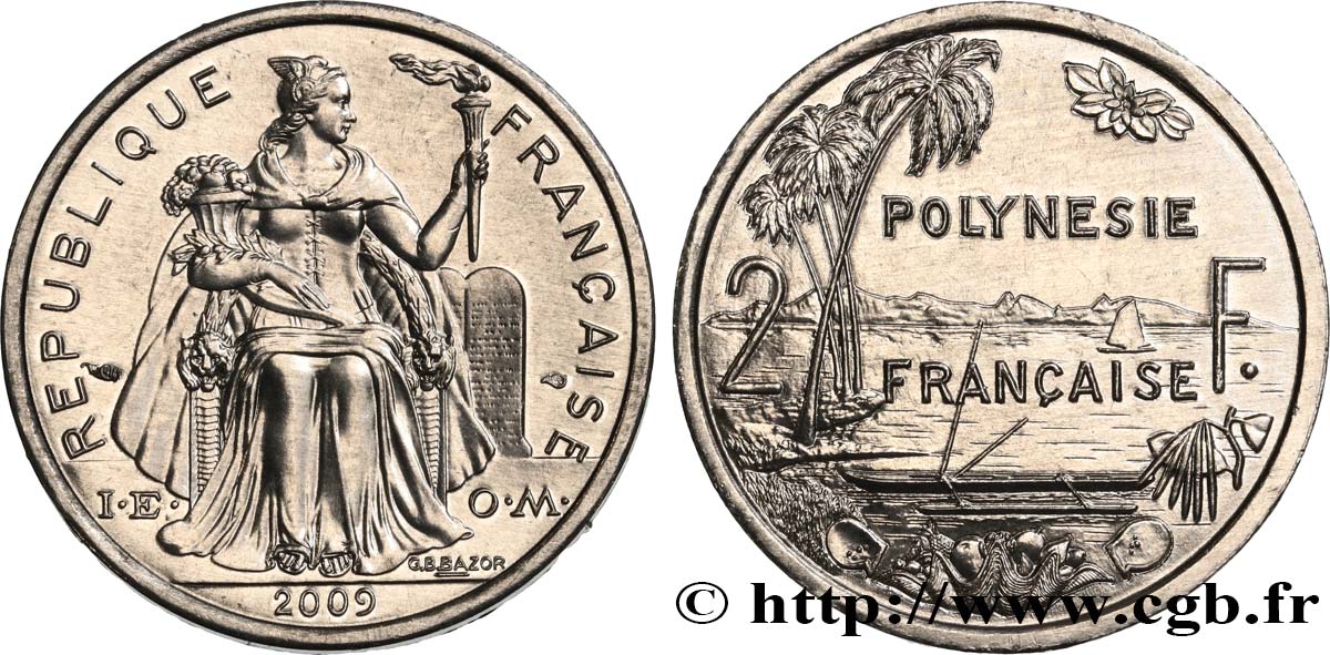 FRANZÖSISCHE-POLYNESIEN 2 Francs 2009 Paris ST 