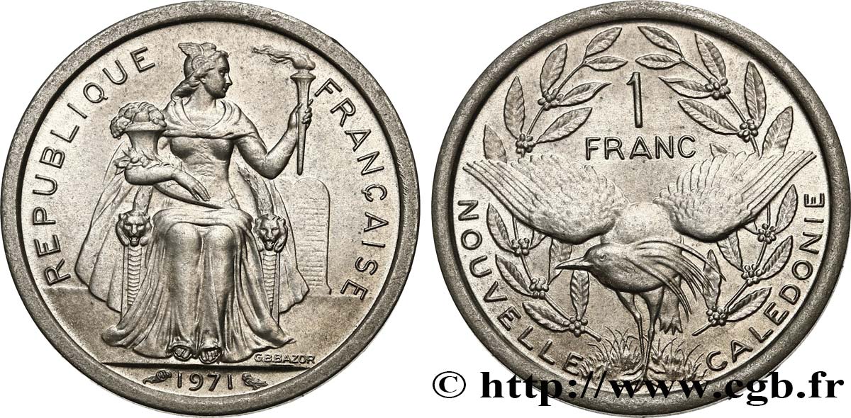 NEW CALEDONIA 1 Franc 1971 Paris MS 