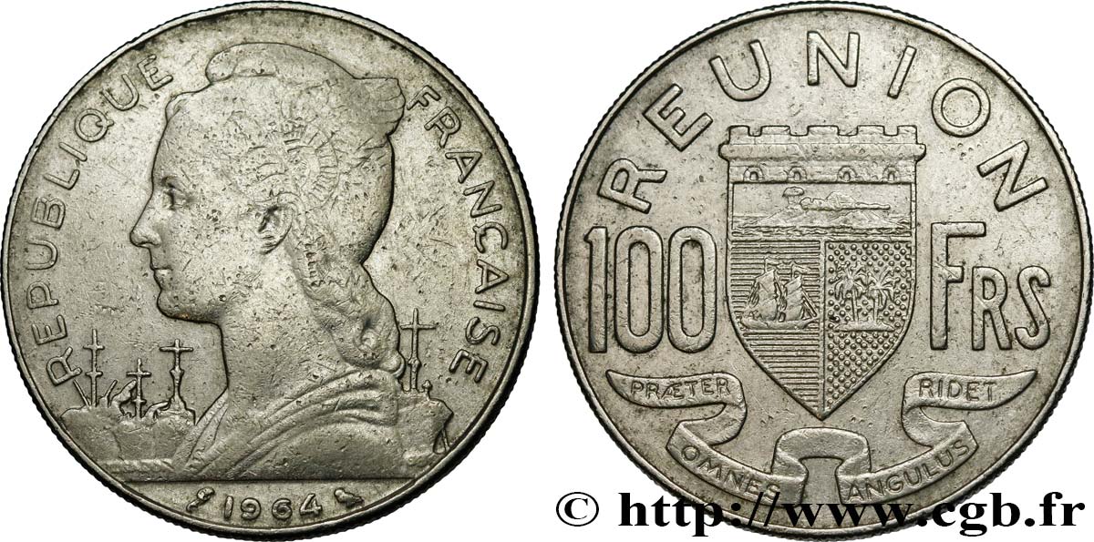 ISLA DE LA REUNIóN 100 Francs 1964 Paris BC+ 