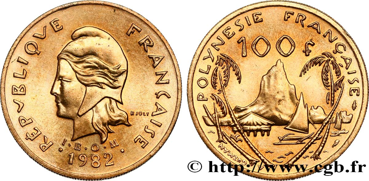 FRENCH POLYNESIA 100 Francs I.E.O.M. Marianne / paysage polynésien type IEOM 1982 Paris MS 