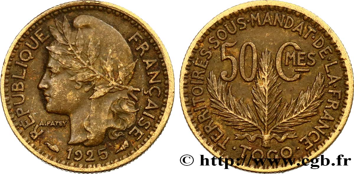 TOGO - TERRITOIRES SOUS MANDAT FRANÇAIS 50 Centimes 1925 Paris TTB 
