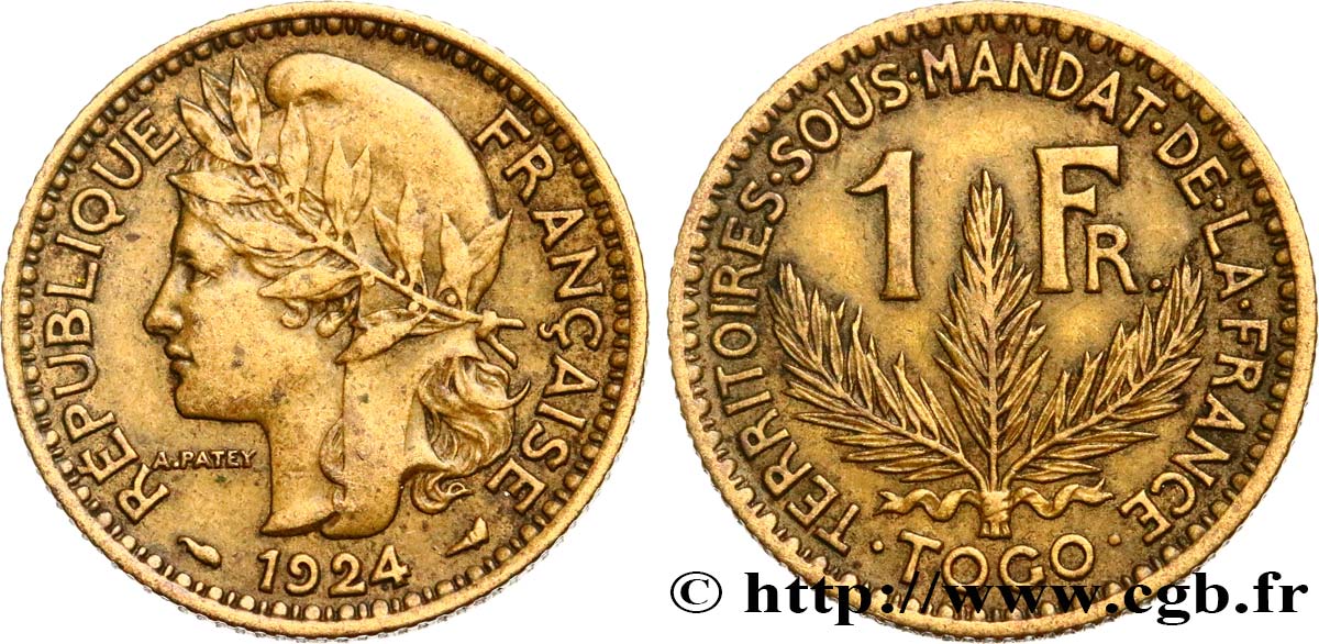 TOGO - MANDATO FRANCESE 1 Franc 1924 Paris BB 