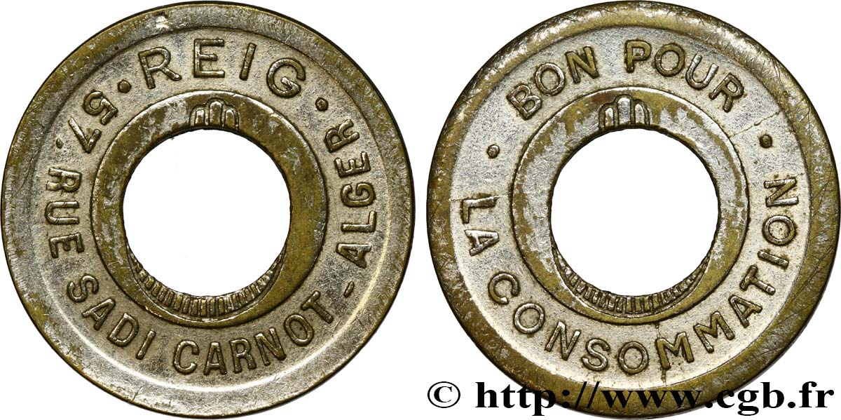 ARGELIA Bon pour la consommation Reig - Alger - variante percée 1915  MBC 