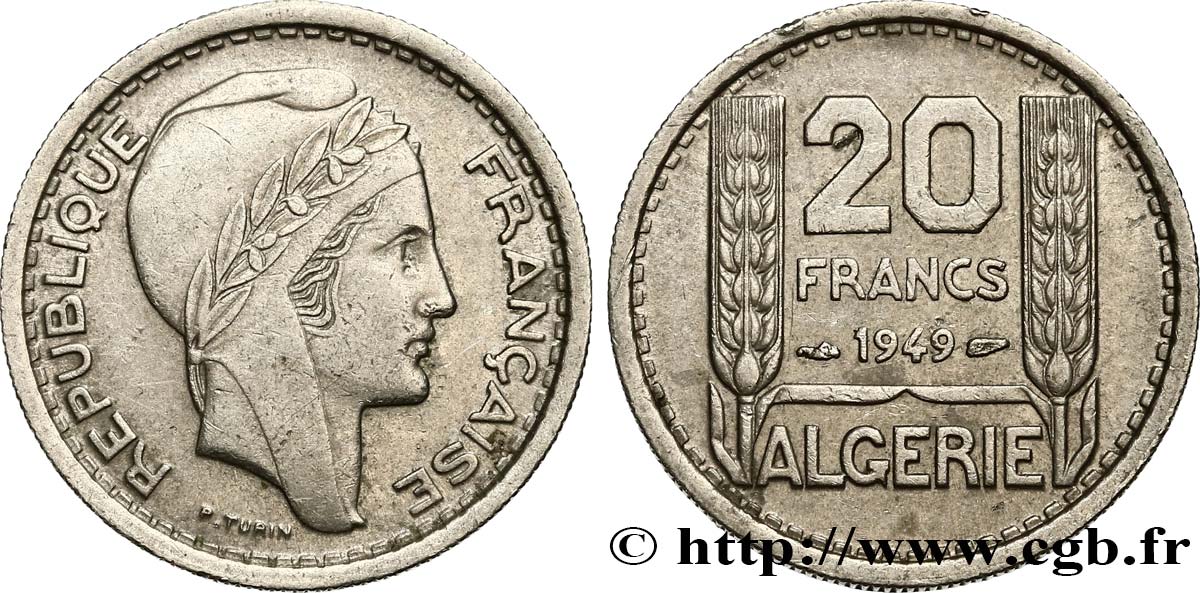 ARGELIA 20 Francs Turin 1949  EBC 