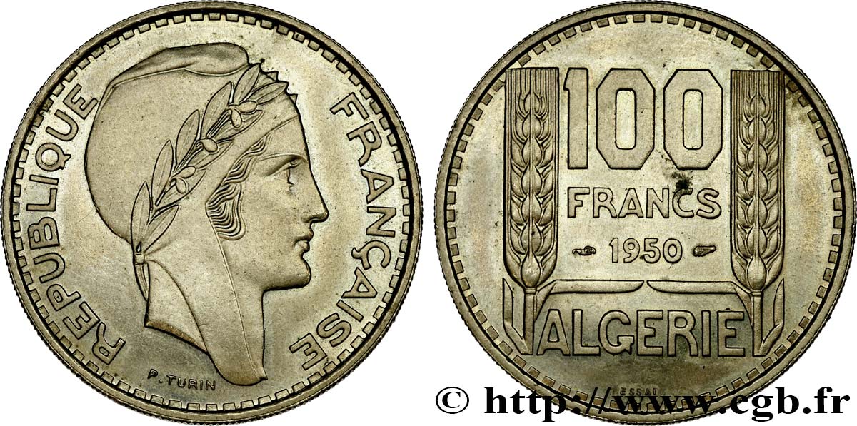 ALGERIA Essai 100 Francs Turin 1950  MS 
