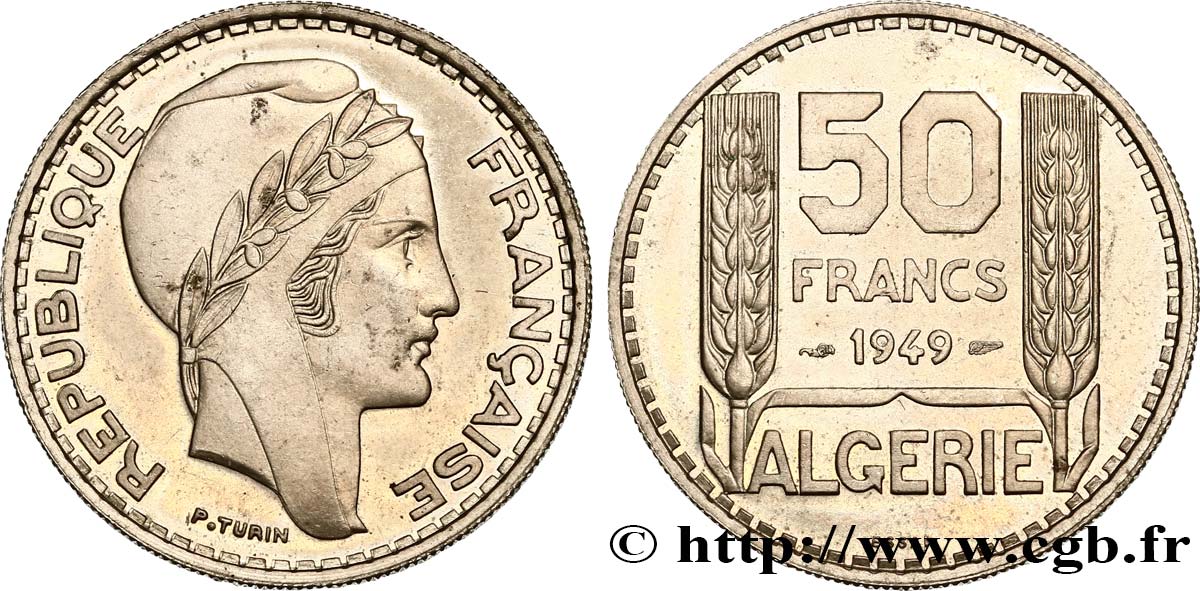 ALGÉRIE Essai 50 Francs Turin 1949  SPL 