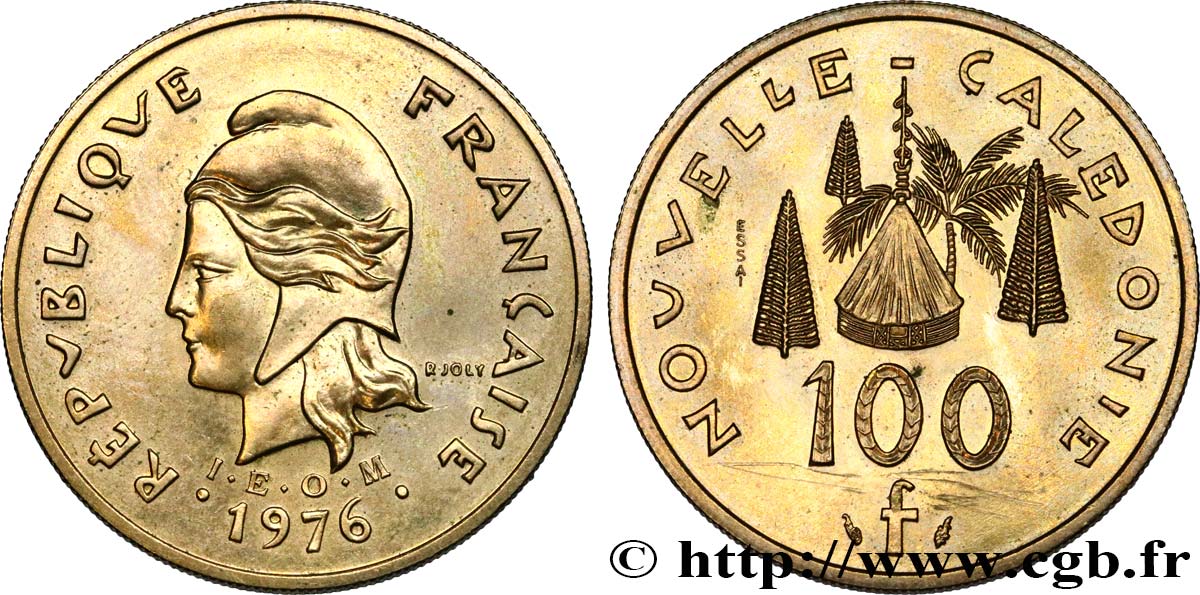 NEUKALEDONIEN 100 Francs ESSAI type IEOM 1976 Paris VZ 