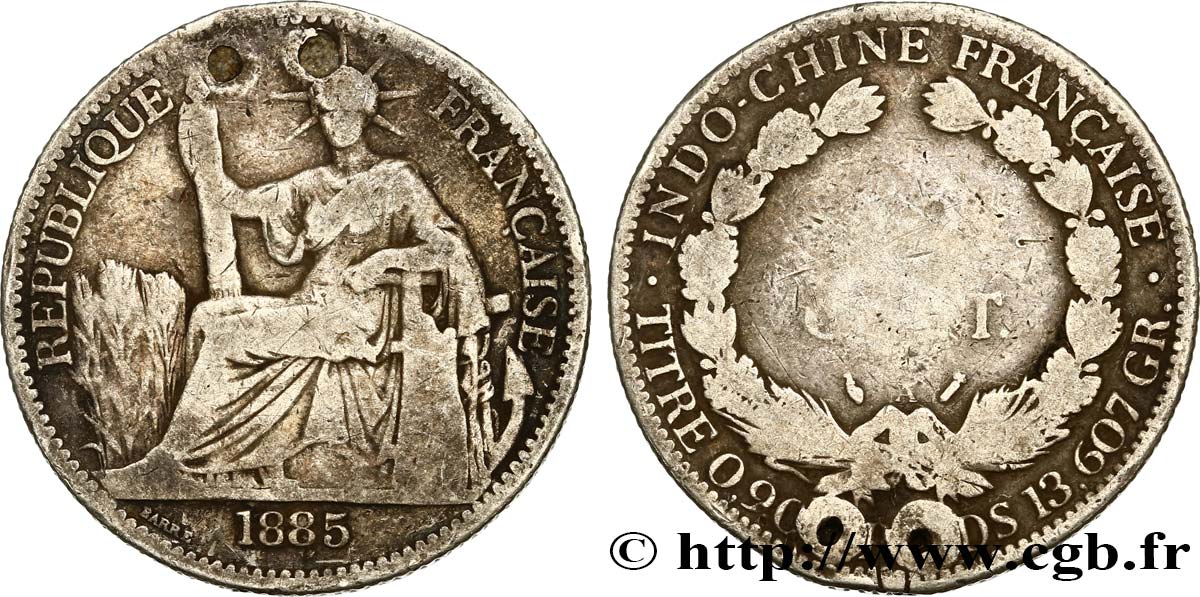 INDOCINA FRANCESE 50 Centimes 1885 Paris q.MB 