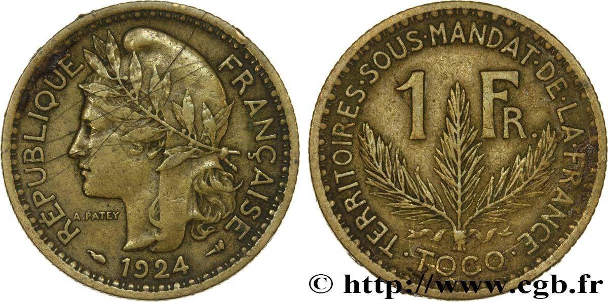 TOGO - FRANZÖSISCHE MANDAT 1 Franc 1924 Paris SS 