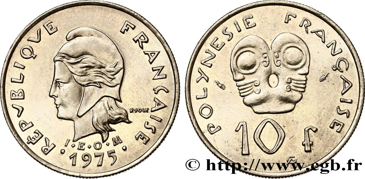FRENCH POLYNESIA 10 Francs I.E.O.M Marianne 1975 Paris MS 