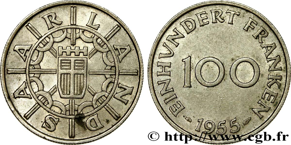 SAARLAND 100 Franken 1955 Paris AU 