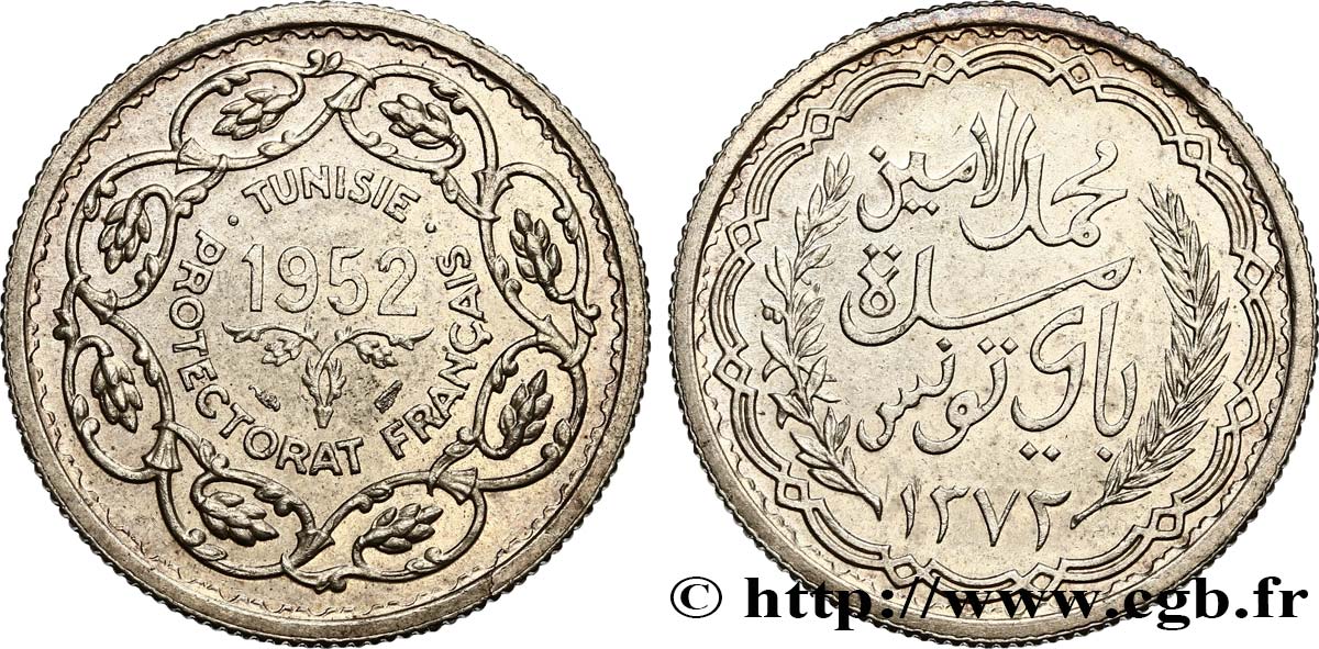 TUNISIA - Protettorato Francese 10 Francs (module de) 1952 Paris MS 