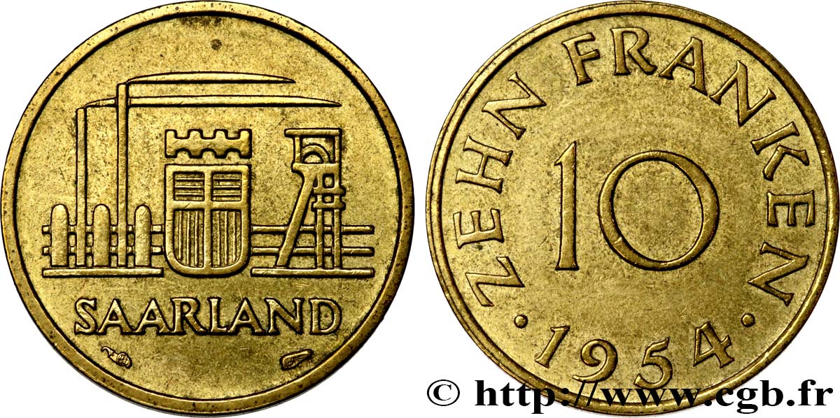 SARRE 10 Franken 1954 Paris EBC 