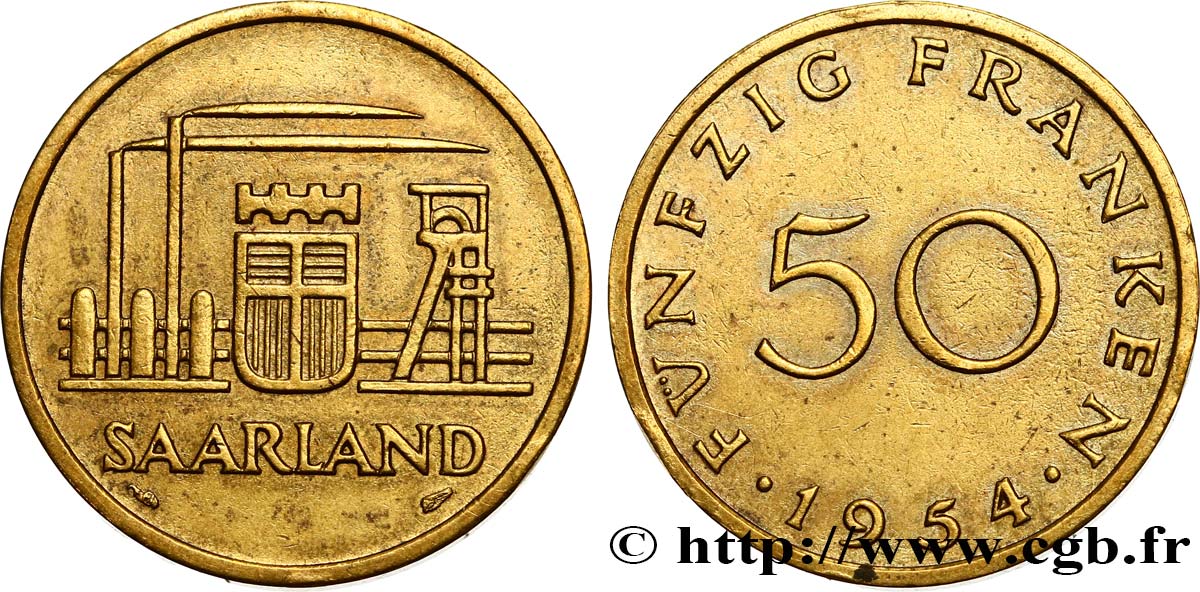 SARRE 50 Franken 1954 Paris EBC 