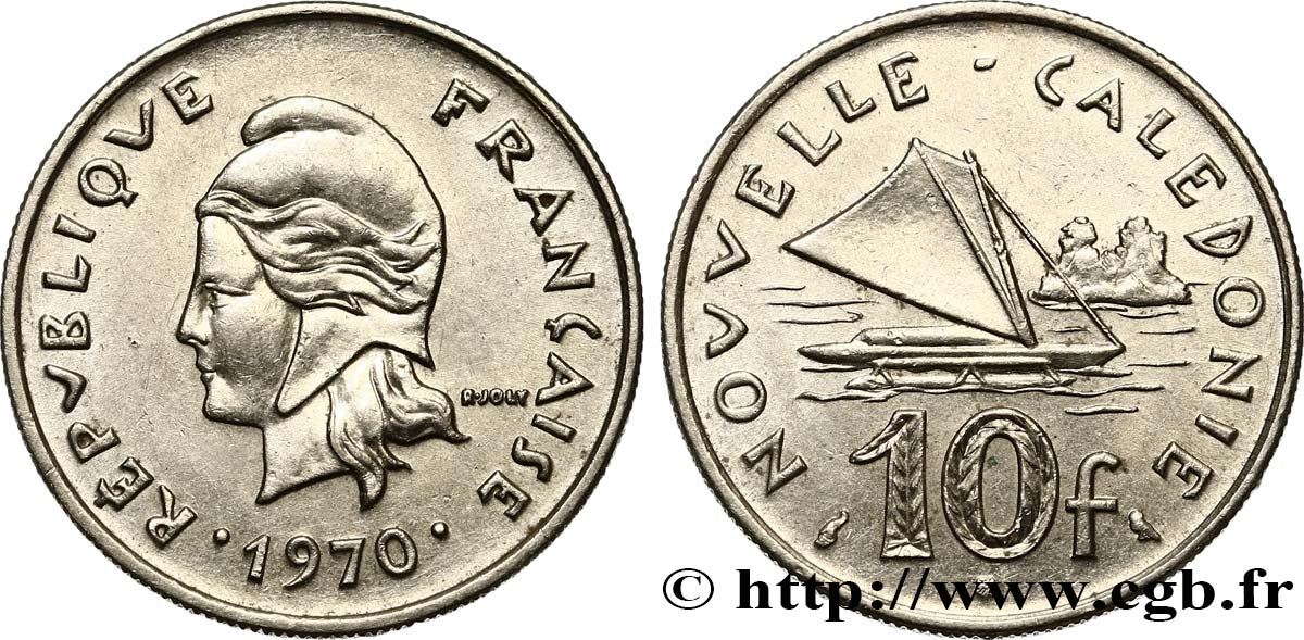 NEUKALEDONIEN 10 Francs 1970 Paris VZ 