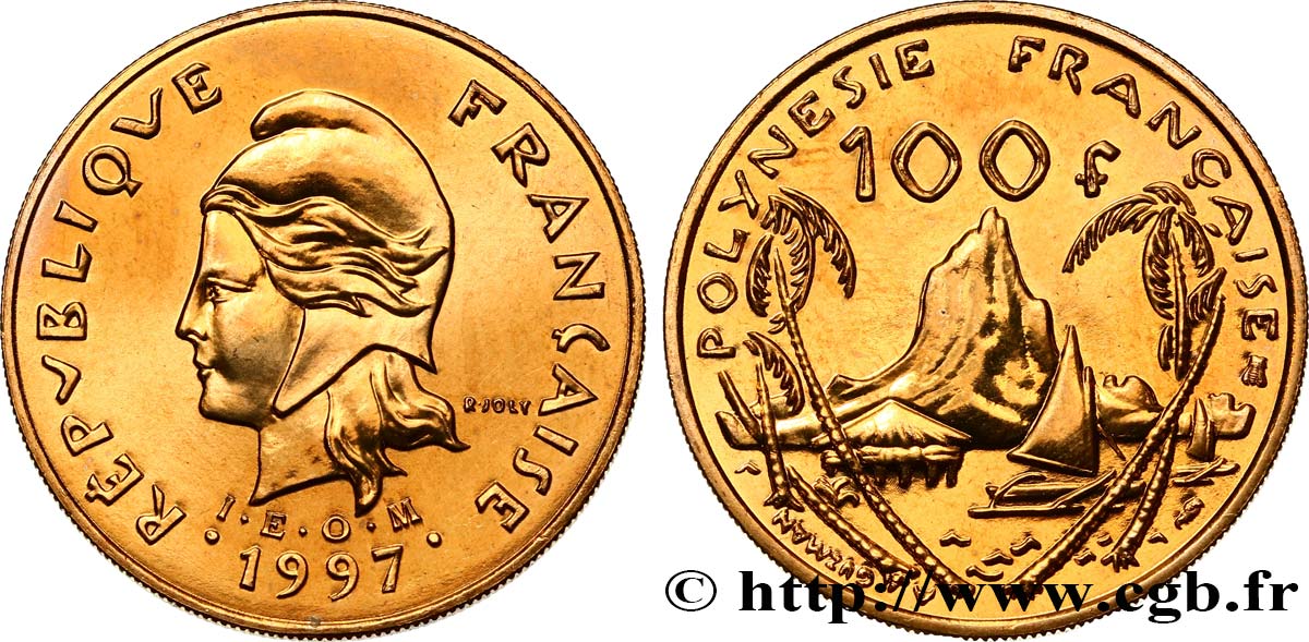 POLINESIA FRANCESE 100 Francs I.E.O.M Marianne / Paysage polynésien 1997 Paris MS 