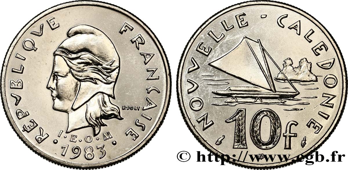 NOUVELLE CALÉDONIE 10 Francs I.E.O.M.  1983 Paris SPL 