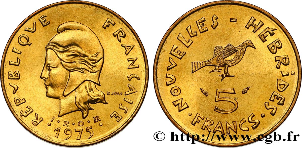 NUOVO EBRIDI (VANUATU dopo1980) 5 Francs  1975 Paris MS 